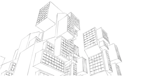Modern Geometric Architecture City Illustration — Stock Photo, Image