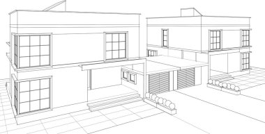 Kasaba mimari projesi çizimi 3d vektör illüstrasyonu