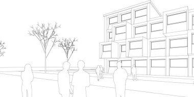 şehir karesi modern soyut mimari 3d vektör illüstrasyonu