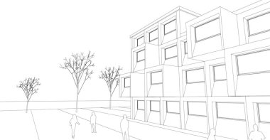 şehir karesi modern soyut mimari 3d vektör illüstrasyonu