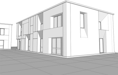 şehir karesi modern soyut mimari 3d vektör illüstrasyonu