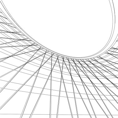 modern gökdelen mimarisi çizimi 3d vektör illüstrasyonu