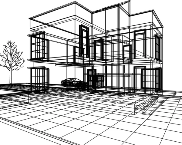 Maison Architecture Croquis Illustration — Image vectorielle