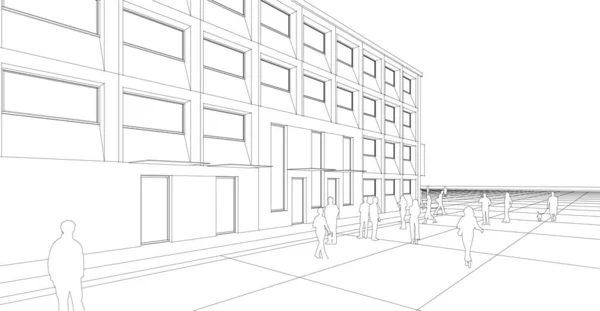 Město Náměstí Moderní Abstraktní Architektura Vektorové Ilustrace — Stockový vektor
