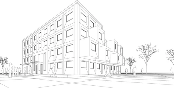 Stadsplein Moderne Abstracte Architectuur Vector Illustratie — Stockvector