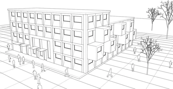 Cidade Quadrado Moderno Abstrato Arquitetura Ilustração —  Vetores de Stock