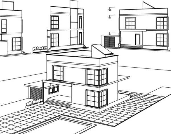 Architektonische Projektskizze Vektor Illustration — Stockvektor