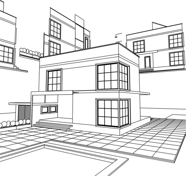 建筑项目草图3D矢量图解 — 图库矢量图片