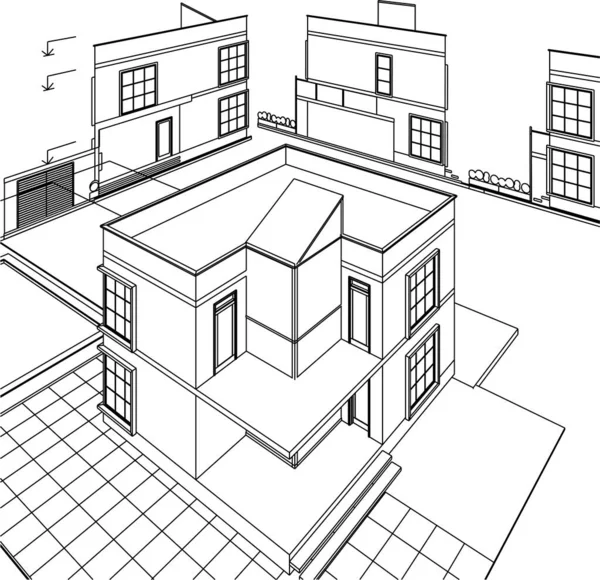 Architektonische Projektskizze Vektor Illustration — Stockvektor