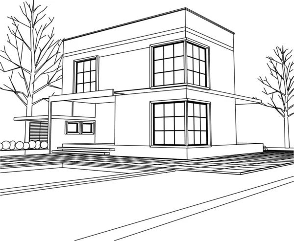 Projet Architectural Croquis Illustration Vectorielle — Image vectorielle