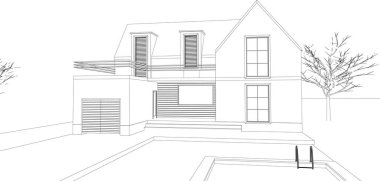 Kasaba mimari projesi çizimi 3d vektör illüstrasyonu