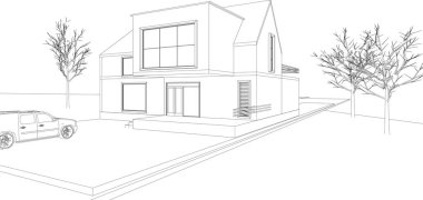 Kasaba mimari projesi çizimi 3d vektör illüstrasyonu