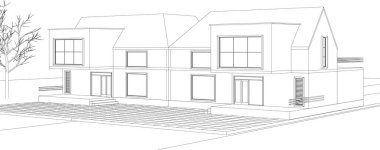 Kasaba mimari projesi çizimi 3d vektör illüstrasyonu