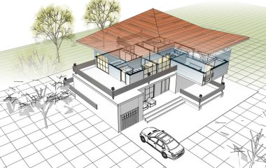 ev mimarisi projesi çizimi 3d illüstrasyon