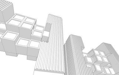 konsolları olan soyut mimari arkaplan 3d görüntüleme