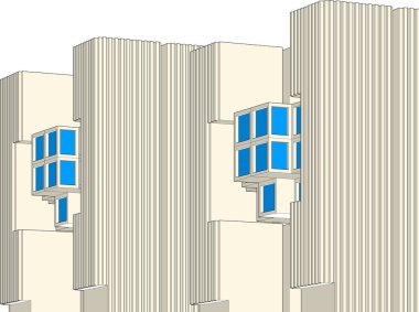 konsolları olan soyut mimari arkaplan 3d görüntüleme