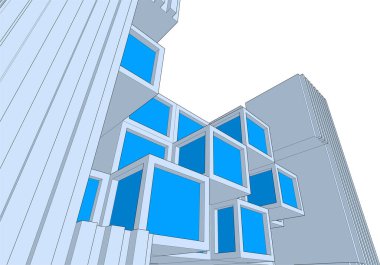 konsolları olan soyut mimari arkaplan 3d görüntüleme