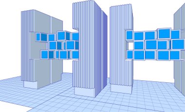 konsolları olan soyut mimari arkaplan 3d görüntüleme