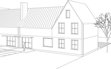 Kasaba mimari projesi çizimi 3d vektör illüstrasyonu