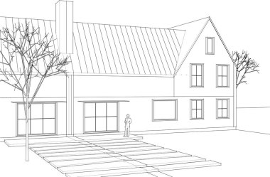 Kasaba mimari projesi çizimi 3d vektör illüstrasyonu