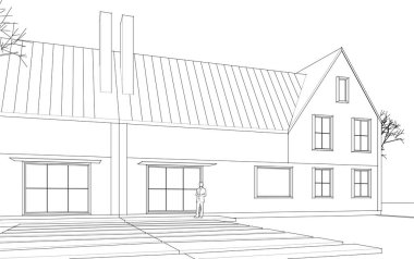 Kasaba mimari projesi çizimi 3d vektör illüstrasyonu