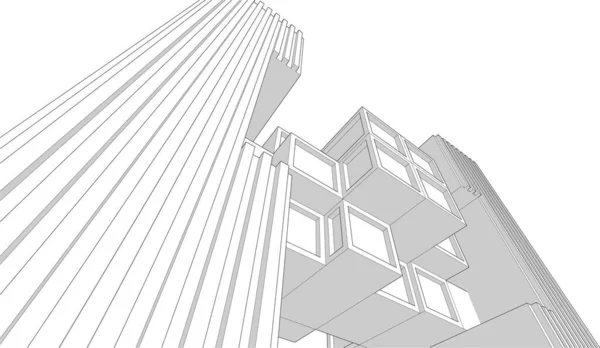 Abstrakte Architektur Mit Konsolen Hintergrund Rendering — Stockvektor