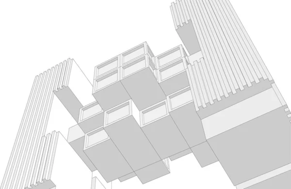 带控制台的抽象架构3D渲染 — 图库矢量图片