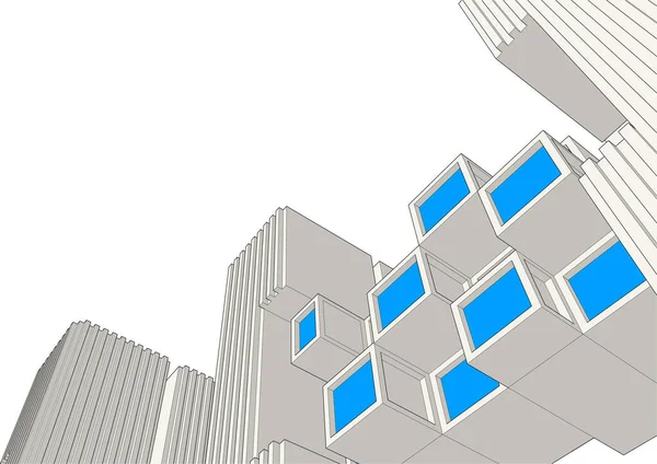 Architecture Abstraite Avec Fond Consoles Rendu — Image vectorielle