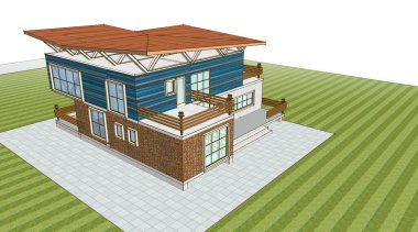ev mimarisi çizimi 3d illüstrasyon