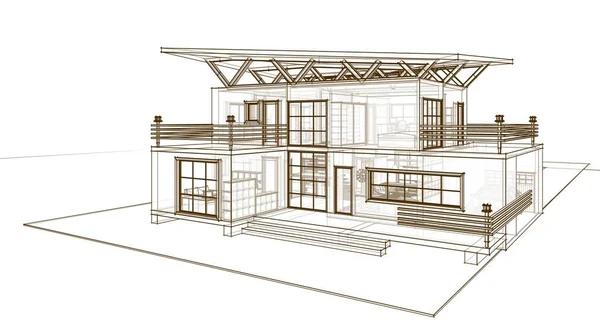 Будинок Архітектурний Ескіз Ілюстрація — стокове фото
