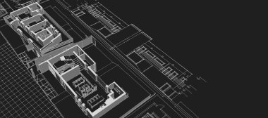 ev mimarisi projesi çizimi 3d illüstrasyon