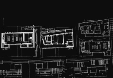 ev mimarisi projesi çizimi 3d illüstrasyon