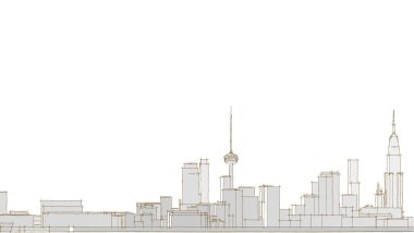Şehir merkezi mimari manzarası 3D illüstrasyon