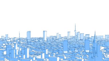 Şehir merkezi mimari manzarası 3D illüstrasyon