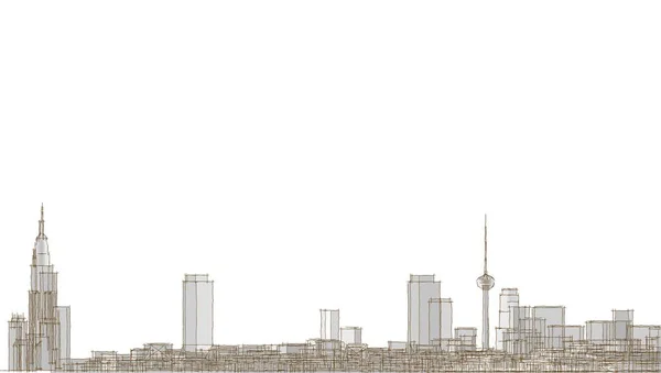 都市都市建筑景观3D图解 — 图库照片