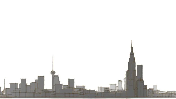 Város Metropolisz Építészeti Táj Illusztráció — Stock Fotó