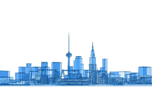 Cidade Metrópole Paisagem Arquitetônica Ilustração — Fotografia de Stock