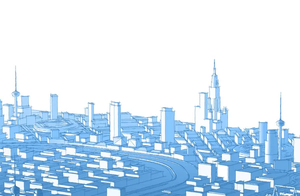 都市都市建筑景观3D图解 — 图库照片