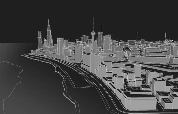 Cidade Metrópole Paisagem Arquitetônica Ilustração — Fotografia de Stock