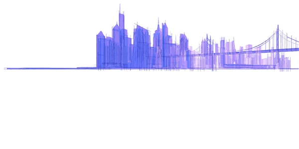 城市工业景观3D图解 — 图库照片