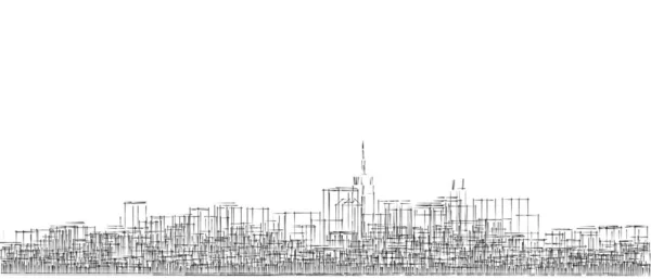 都市産業景観3Dイラスト — ストック写真