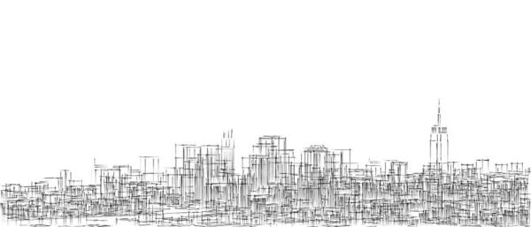 Stad Industrilandskap Illustration — Stockfoto