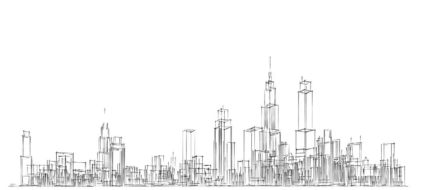 城市工业景观3D图解 — 图库照片