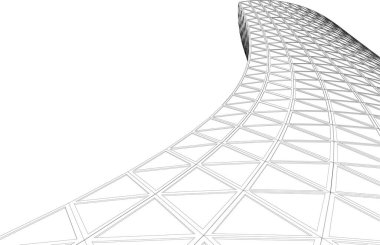 modern mimari gökdelenleri 3d illüstrasyon, ön cephenin eğri şekilleri