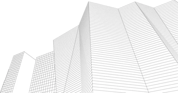 Arquitetura Moderna Arranha Céus Ilustração Formas Retas Fachada — Vetor de Stock