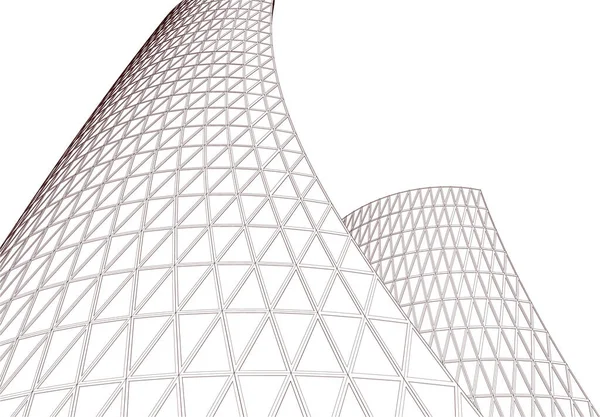 Moderna Arkitektur Skyskrapor Illustration Böjda Former Fasaden — Stock vektor