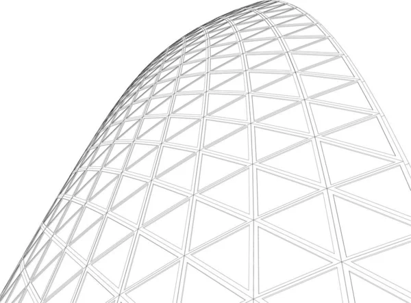 现代建筑摩天大楼3D插图 立面弯曲的形状 — 图库矢量图片