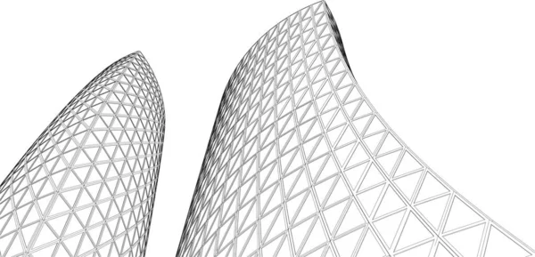 Moderne Architektur Wolkenkratzer Illustration Geschwungene Formen Der Fassade — Stockvektor