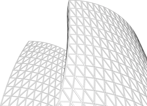 Moderne Architektur Wolkenkratzer Illustration Geschwungene Formen Der Fassade — Stockvektor