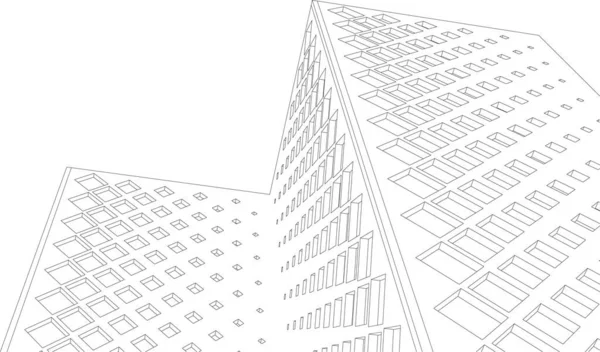 Moderna Arkitektur Skyskrapor Illustration Raka Former Fasaden — Stock vektor